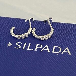 NIB SILPADA Small CZ Half Hoop Earrings